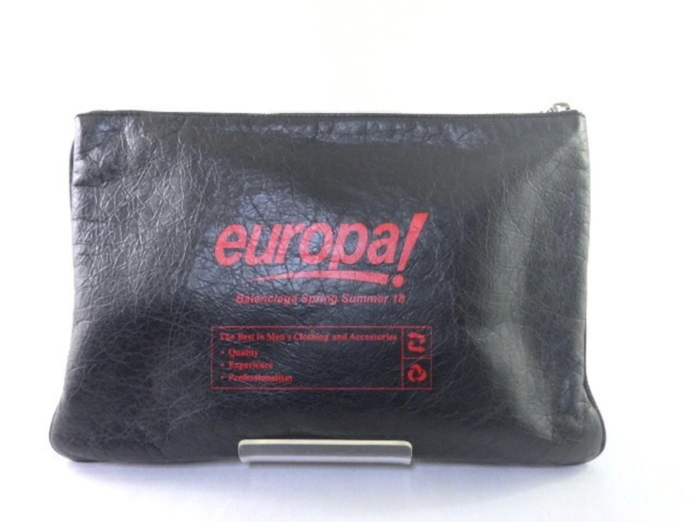 Balenciaga Clutch Bag Shoulder Calfskin Black
